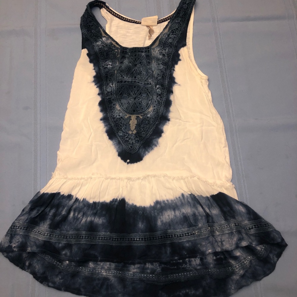 Blue and white Tye-Dye Detail Blouse